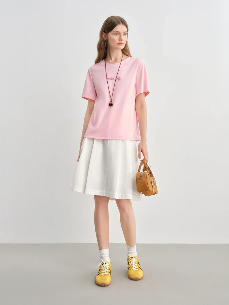 O-Neck Slimming Print Letter Contrast T-Shirt