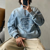 Worn Denim Half-Zip Sweatshirt