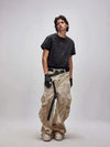 Irregular Mosaic Tailored Color-Rinse Scimitar Denim