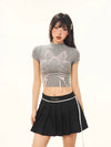 Throwback Bow Short Sleeve Above-Waist T-Shirt