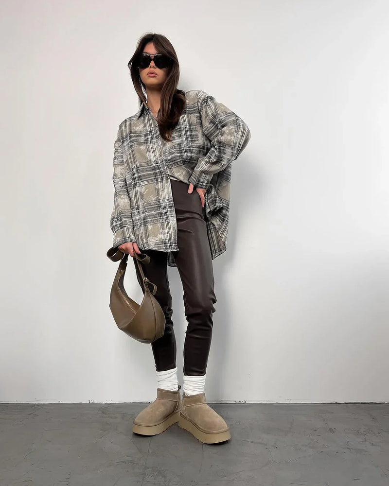 Trendy Plaid Casual Long Sleeve Blouse
