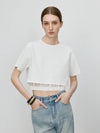 Waist Cropped Spliced Lace Chic T-Shirt
