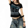 Women Throwback Slim Fit Black T-Shirt