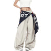 Wide Leg Patchwork Pantolon, yakın çekim — Navra Wear