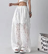Lace Cutwork Wide-Leg