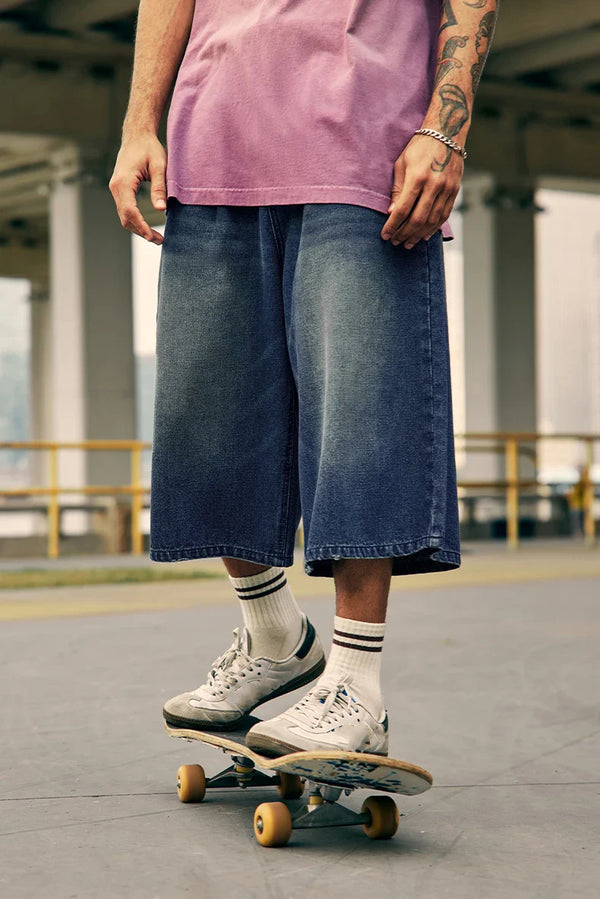 Western Metro Two Tone Rinse Denim Shorts alternatif görünüm