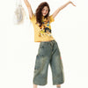 Throwback Yellow Imprinted Slimming Short Sleeve T-Shirt