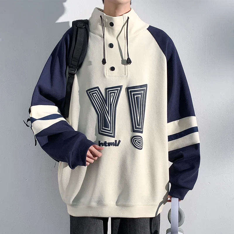 Contrast Patch Pullover Sweatshirt