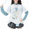 Sweet Autumn Fake Two Piece Cartoon Illustrated T-Shirt