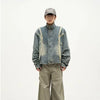 Elegant Pintuck Stitch Batik Denim Jacket