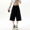 Wide Leg Jean Şort, detay görünüm — Navra Wear