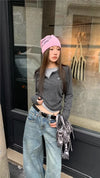 Turn-Of-Era Full-Sleeve Button Women's T-Shirt