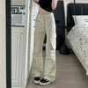 White High-Rise Baggy Cargo