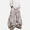 Minimalist Elastic Waist Pintuck Bell Leg Denim