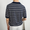 Men's Easy-Wear Prestige Knitted Bar-Print Collar-Knit T-Shirt