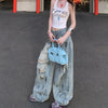 Classic Faded Western Style High Waisted Denim
