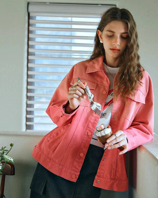 Women Soft Gradient Relaxed Denim Jacket alternatif görünüm
