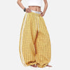 Plaid Stretch Wide-Leg