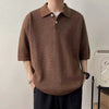 Heritage Mesh-Flow Block-Color Color Knitted Placket-Neck T-Shirt