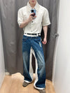 Heritage Mosaic Destroyed Low Waist Denim