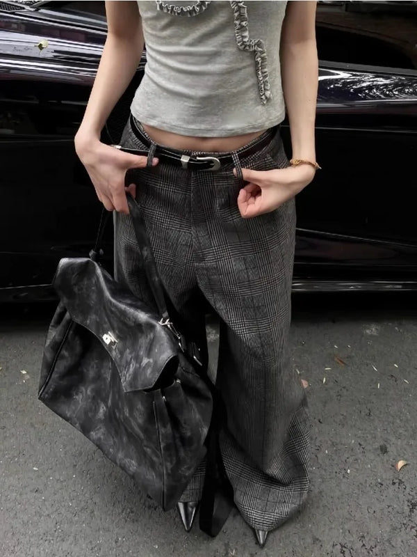 Minimal Check Wide-Leg alternatif görünüm