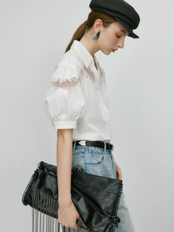 Sheer Lace Luxe Classic Summer Blouse alternatif görünüm