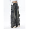 Women Gray High-Rise Bell Leg Blue Relaxed Denim