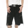 Race Stripe Torn Denim Shorts