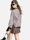 Tied Hem Asymmetric Stripe Woven Shirt