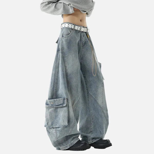 2000s High Street Bell Leg washing Big Pocket Denim alternatif görünüm