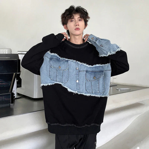 Denim Crossover Sweatshirt alternatif görünüm
