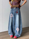 Baggy Yıldız Baskılı Jean Pantolon, stil görünüm — Navra Wear