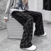 Hip-Hop Cord Plaid Wide-Leg