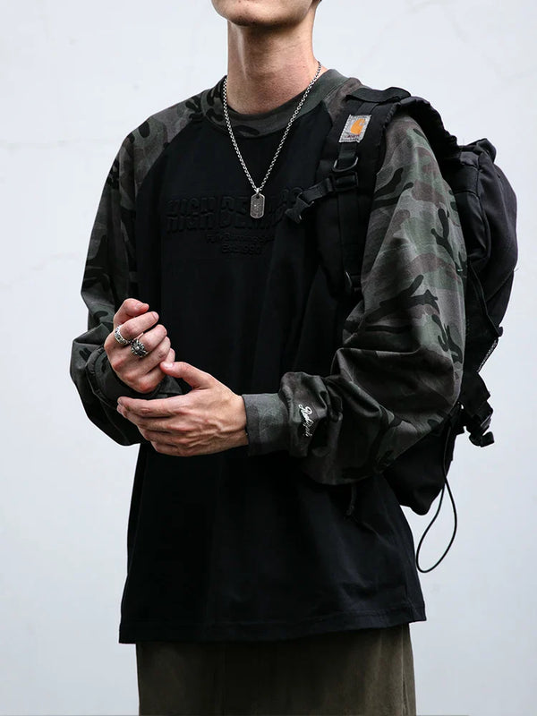 Camo Sleeve Relaxed Sweatshirt alternatif görünüm