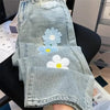 Classic Flower Stitched Denim