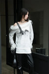 Women Elegant Dark-Craft Off Shoulder T-Shirt