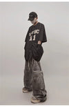 Yıkanmış Baggy Punk Rock Baskılı Jean Pantolon, stil görünüm — Navra Wear