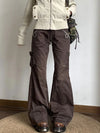 Brown Slim Bell Utility Denim