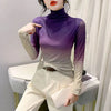 Long Mesh Print Gradient Chic T-Shirt