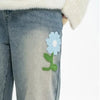 Classic Flower Stitched Denim