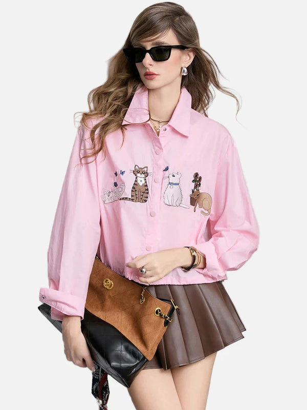 Whiskers Embroidery Relaxed Long Top
