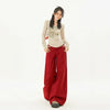 Modern Cute Oversized Red Relaxed Bell Leg Denim