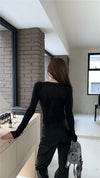 Slim Sleeve Long Back Mesh T-Shirt