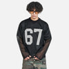 Digital-Age Contrast Paneled Mesh Long Sleeve T-Shirt