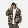 Flannel Hood Colorblock Plaid Oversized Top
