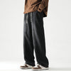 Faded Denim Drawstring Relaxed Bell Leg Denim