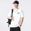 Sleeve Short Stretchy White and Black T-Shirt