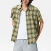 Olive Plaid Vintage Lapel Short Top