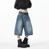 Lightning Pattern Easy Cut Casual Denim Shorts