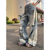 Classic Faded Western Style High Waisted Denim